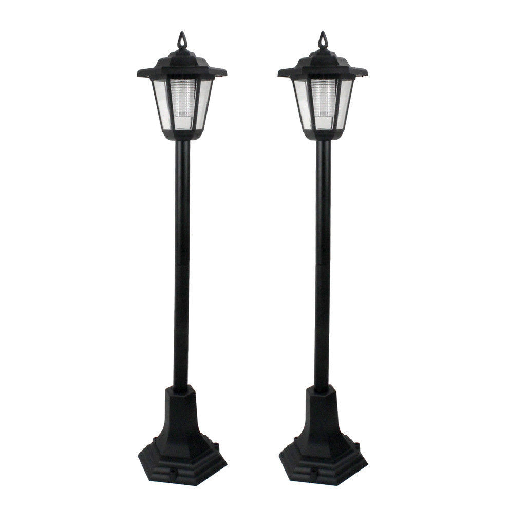 Set of 2 Solar Lamp Post Garden Lights