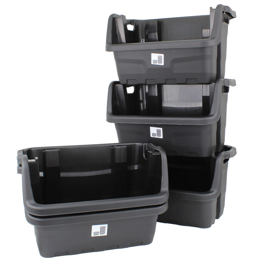 Hard Plastic Black Stackable Storage Bins