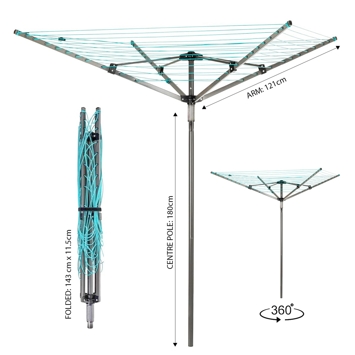 50 Metre Rotary Clothes Airer Washing Line