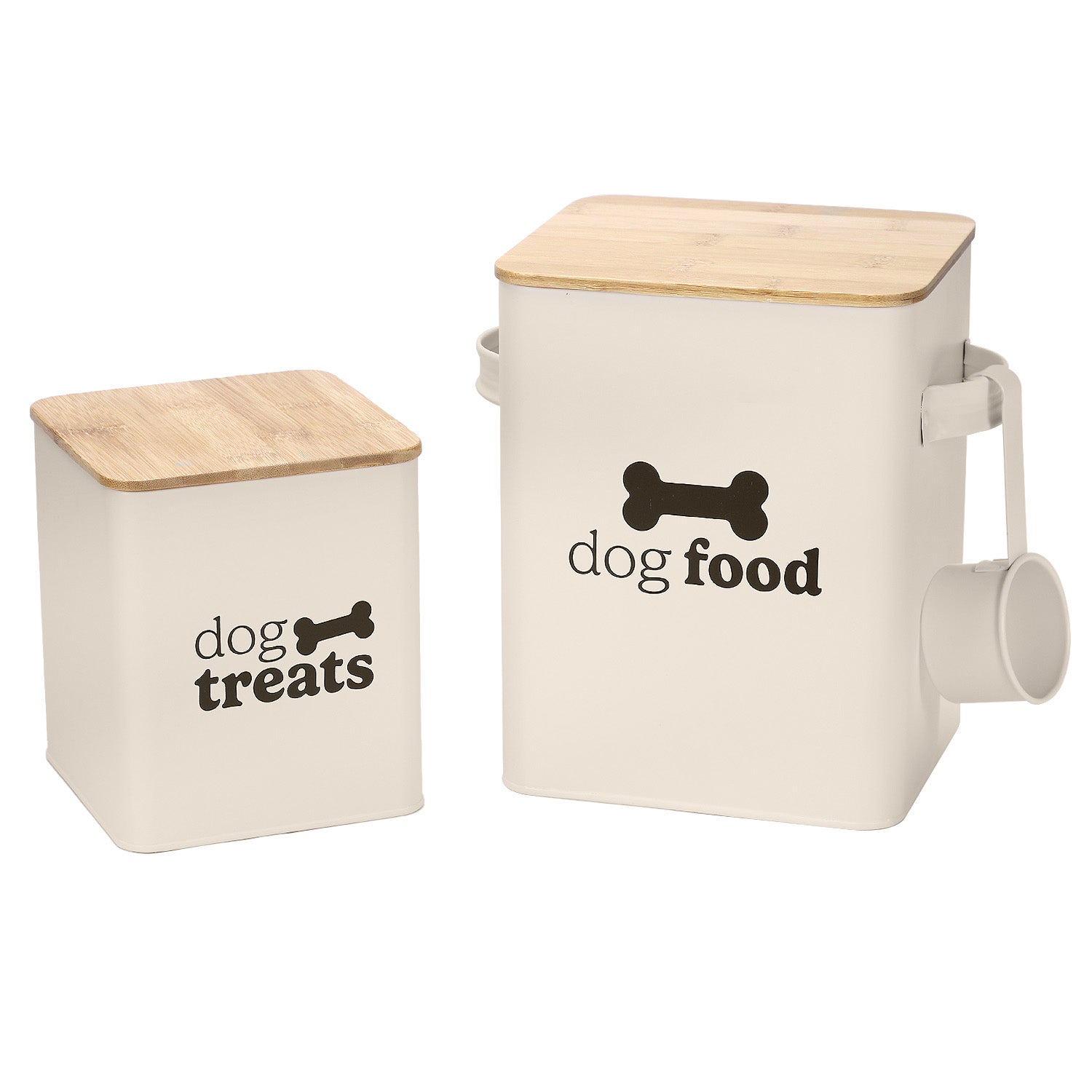 Set of 2 Dog Food Storage Tins with Scoop