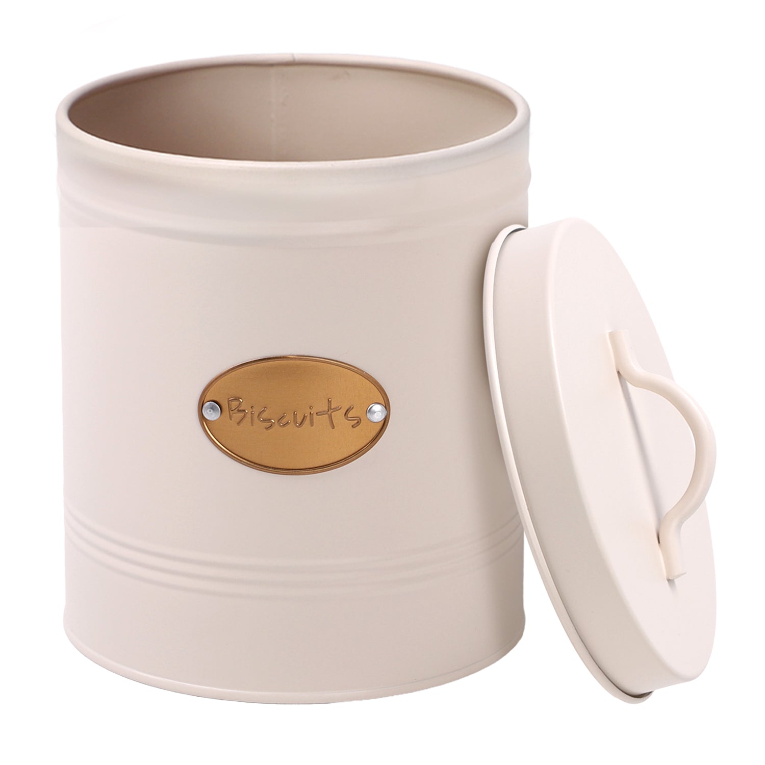 Cream Round Biscuit Canister