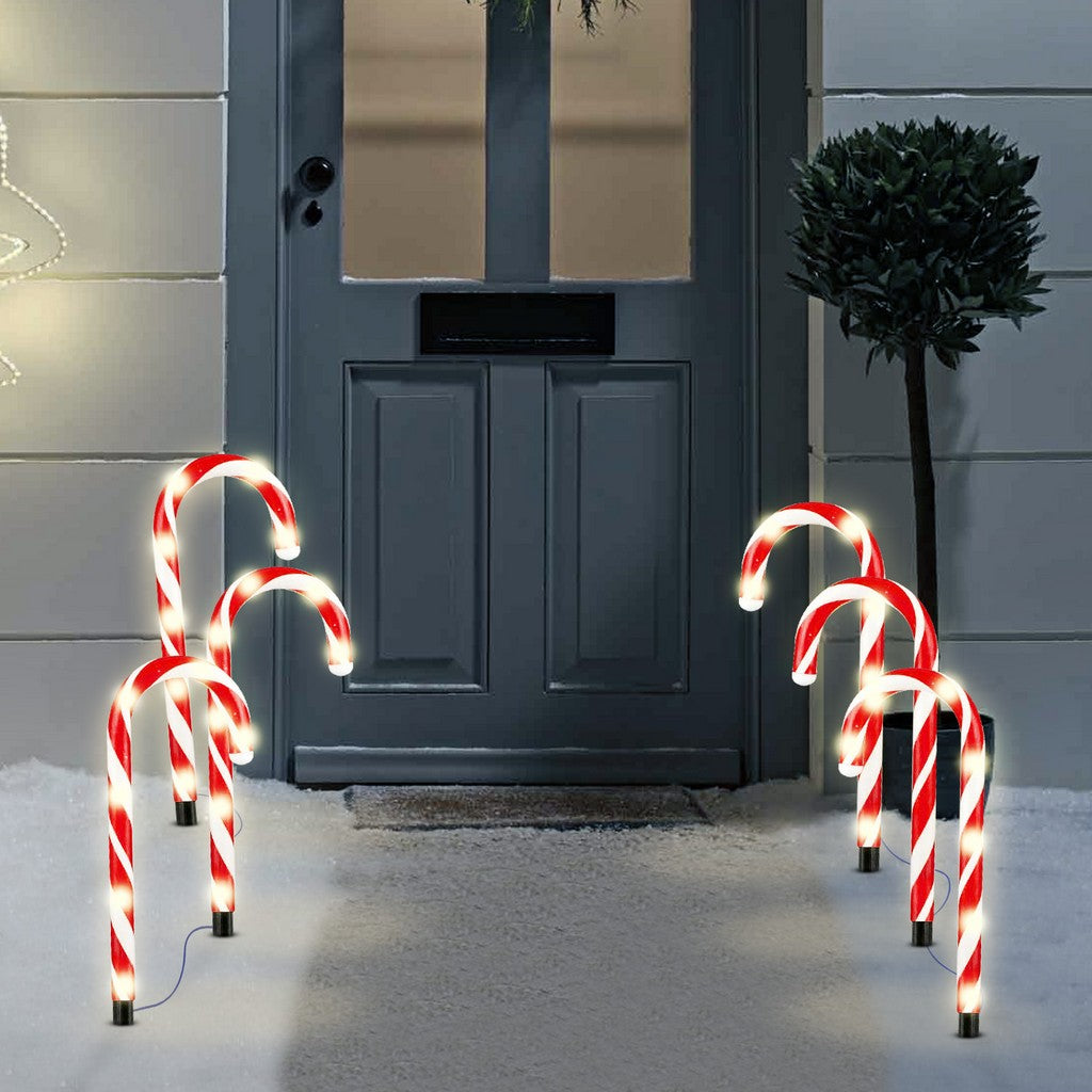 8PC LED Light-Up Candy Cane Ground Lamp Set