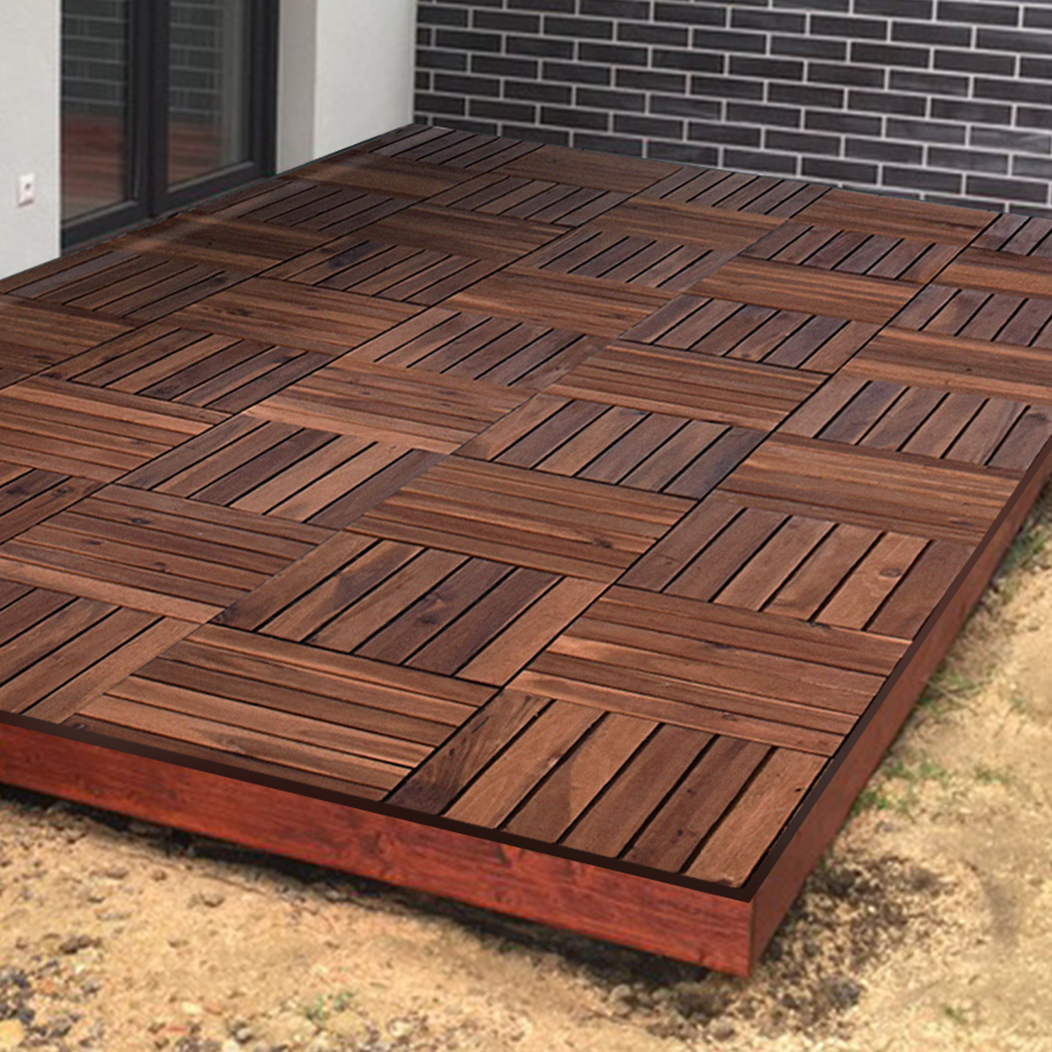 Acacia Wood Interlocking Vertical Decking Tiles - Choose Your Quantity