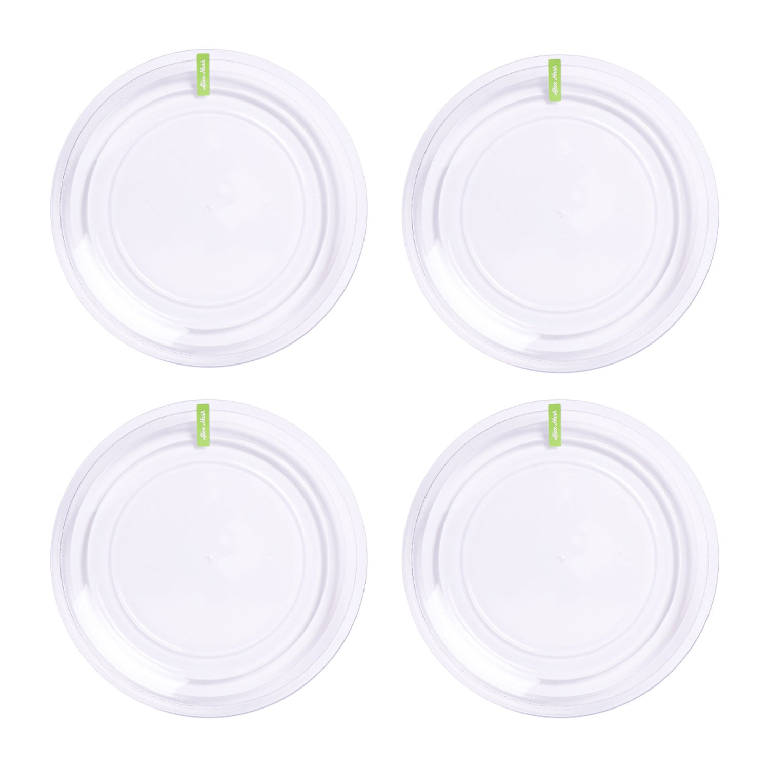 Pack of 4 Clear Swirl Plastic Plates