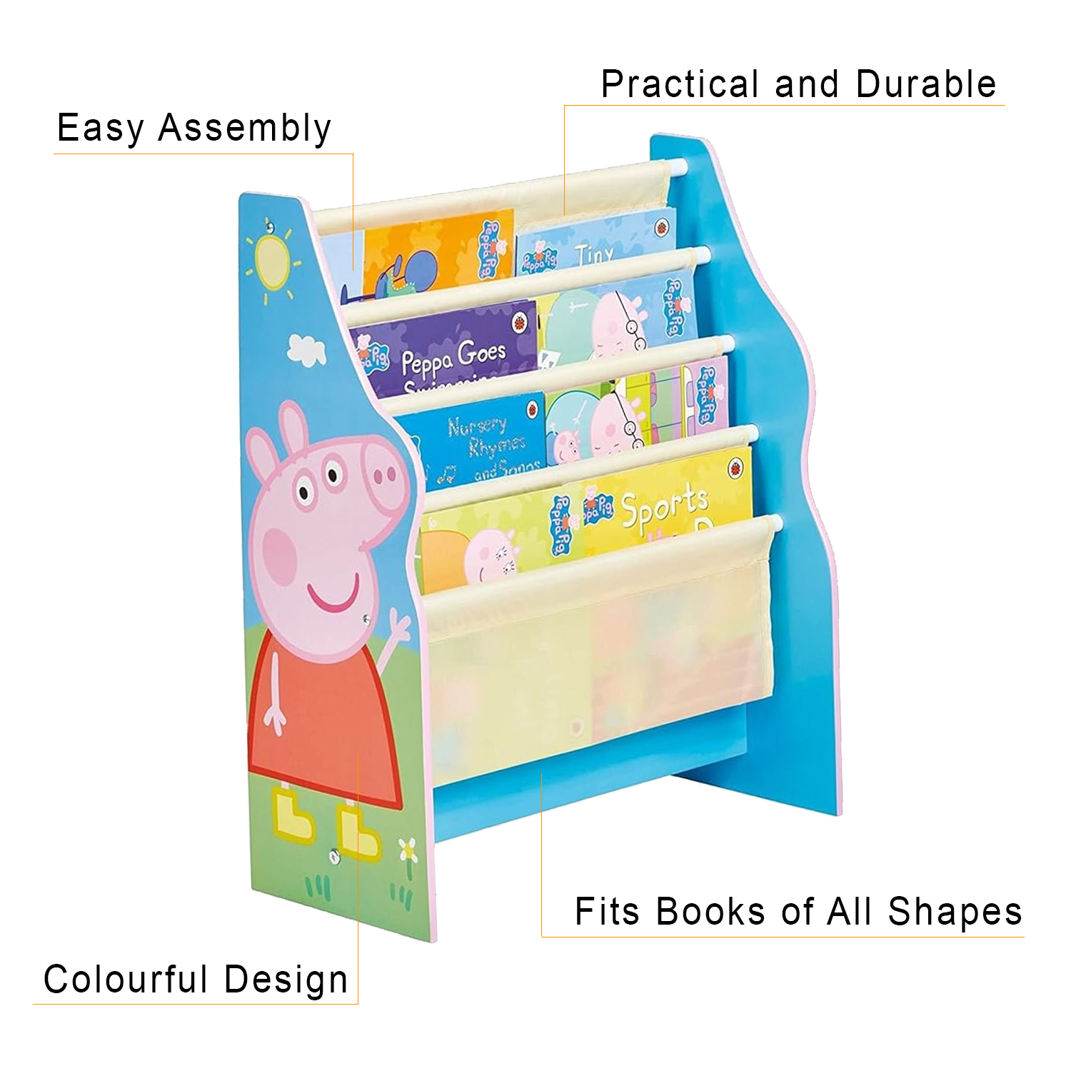 Peppa Pig Sling Bookcase Kids Book Shelf