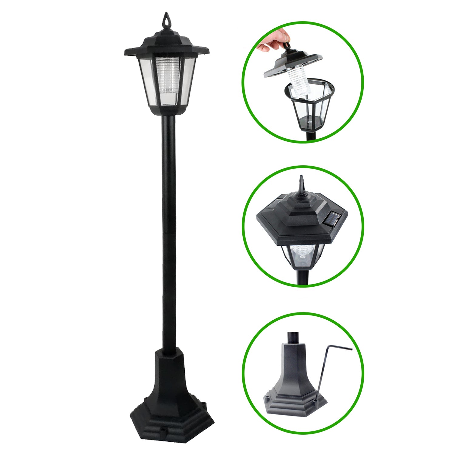 Set of 2 Solar Lamp Post Garden Lights