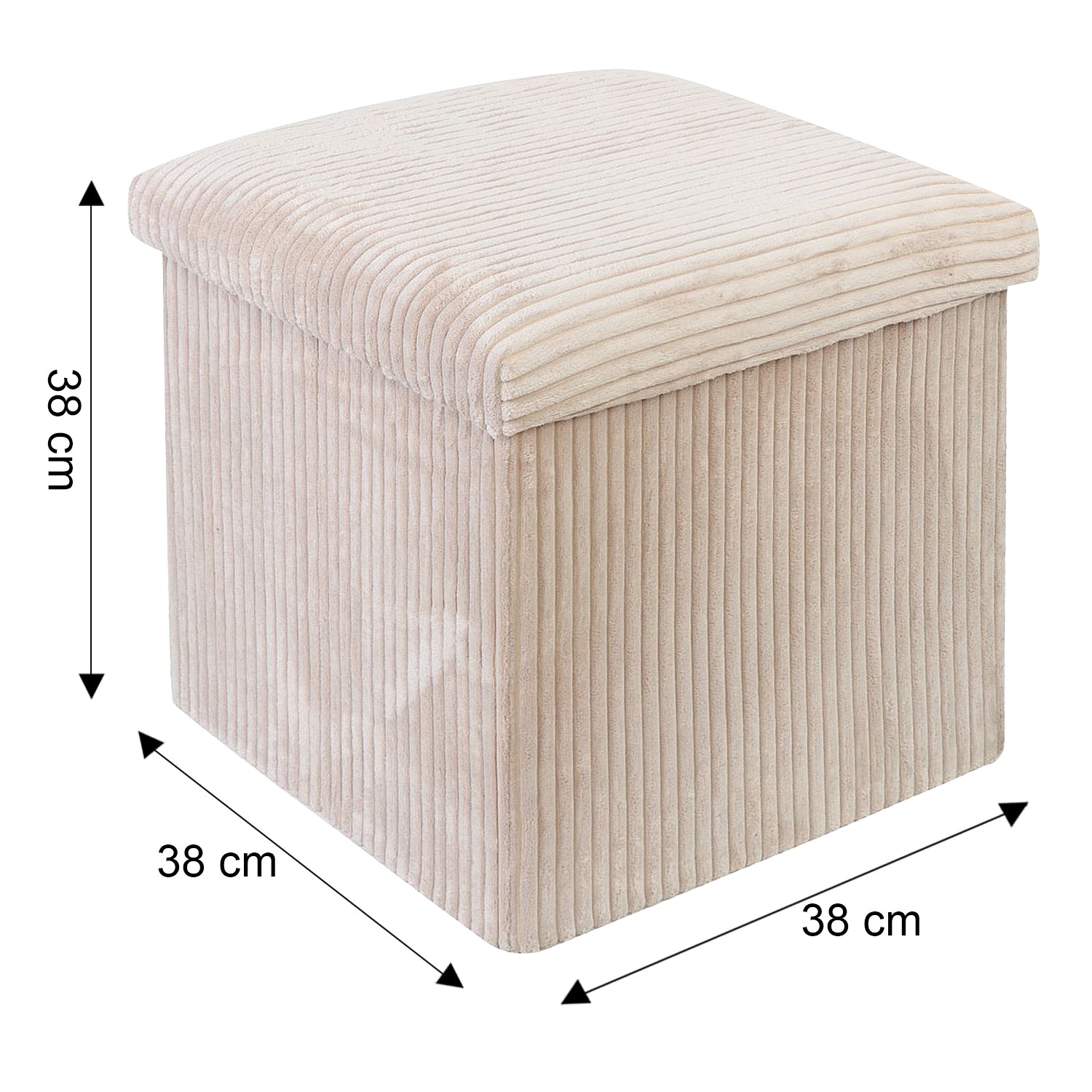 Cream Corduroy Storage Footstool