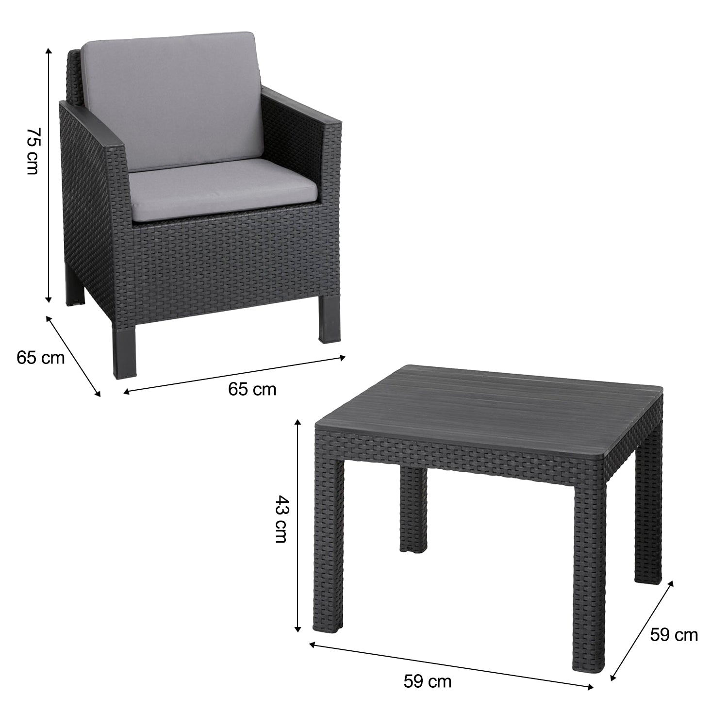 Keter Chicago 2 Seater Grey Balcony Set