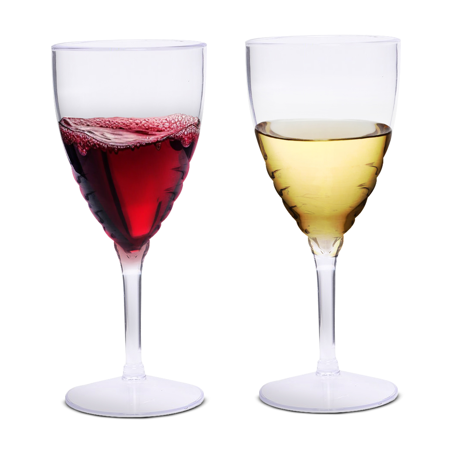 Pack of 4 Clear Swirl Plastic Wine Glasses