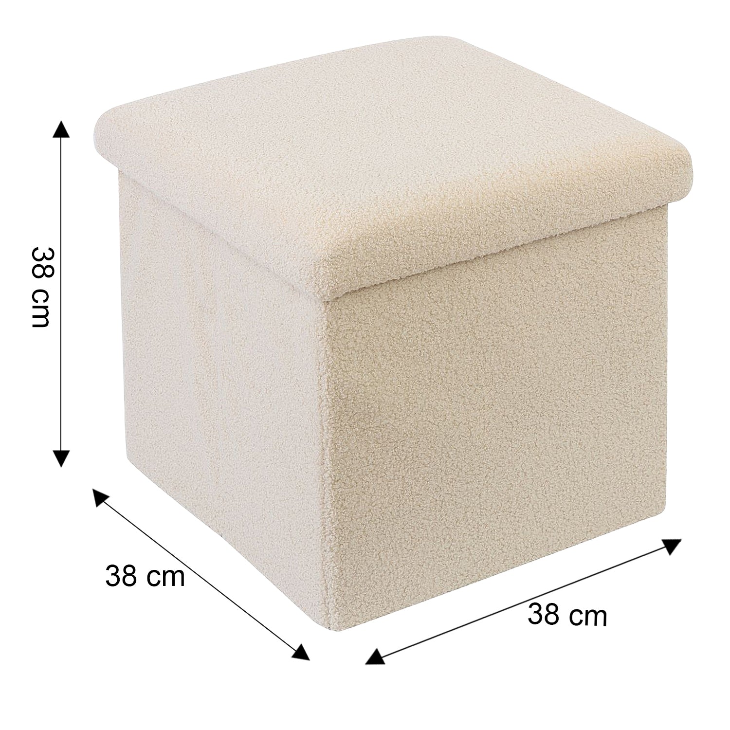 Cream Teddy Boucle Storage Footstool