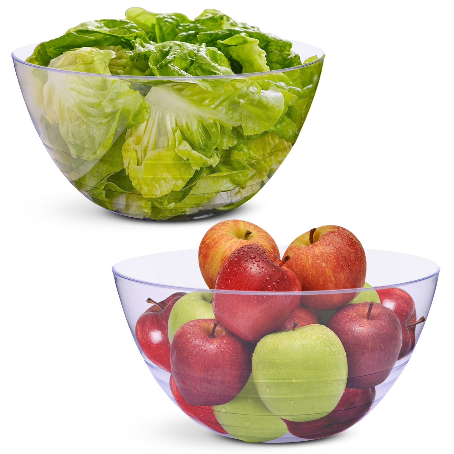 Clear Swirl Plastic Salad Serving Bowl