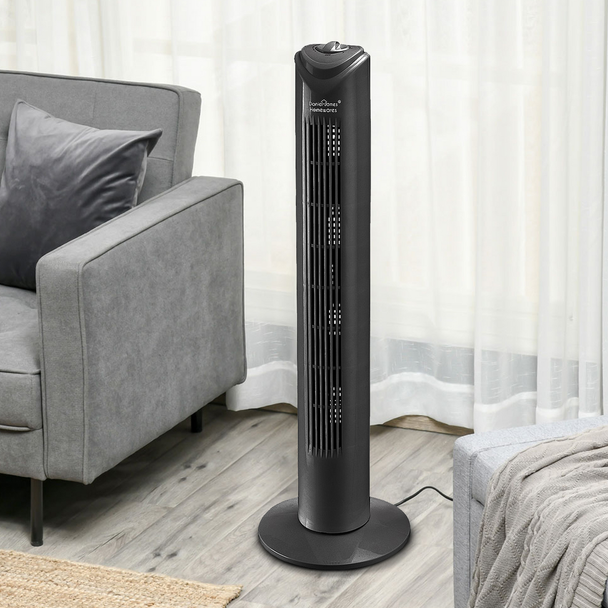 32'' Black Oscillating Tower Fan