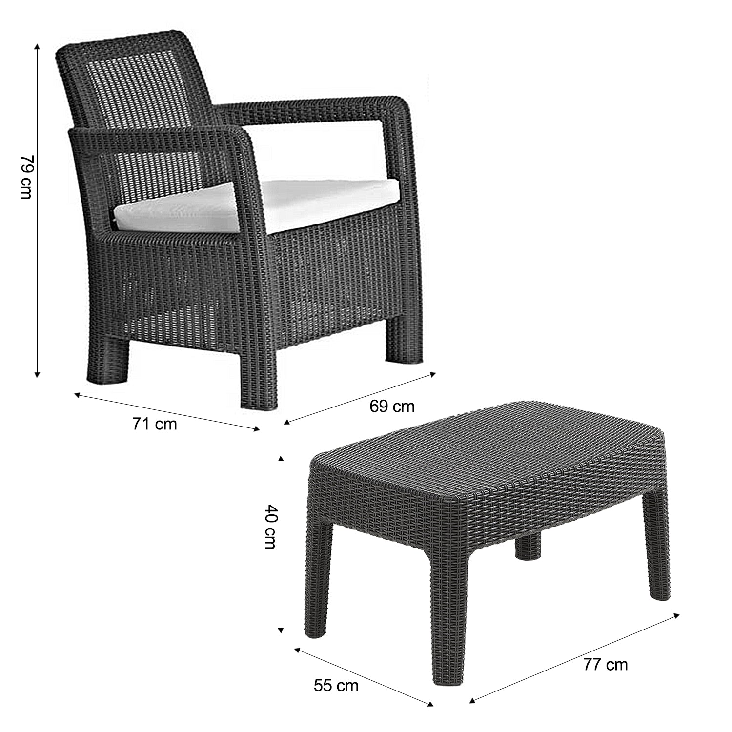 Keter Tarifa 2 Seat Grey Balcony Set