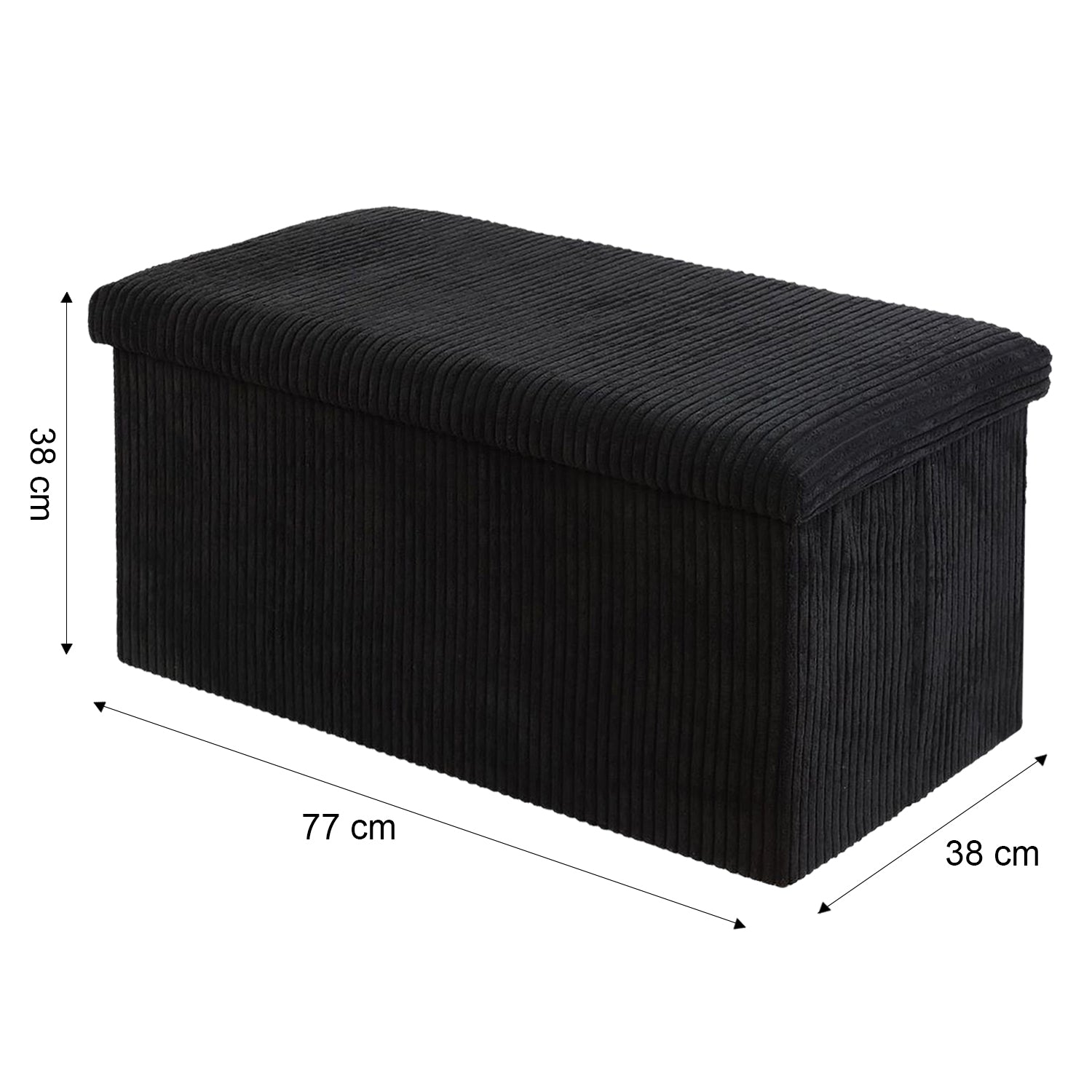 Black Corduroy Double Ottoman Storage Box