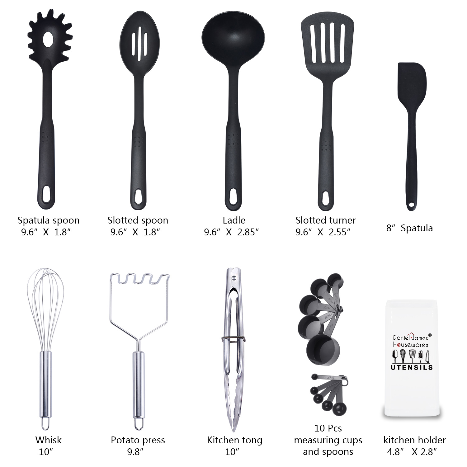 19 Piece Kitchen Utensil Set with Utensil Holder