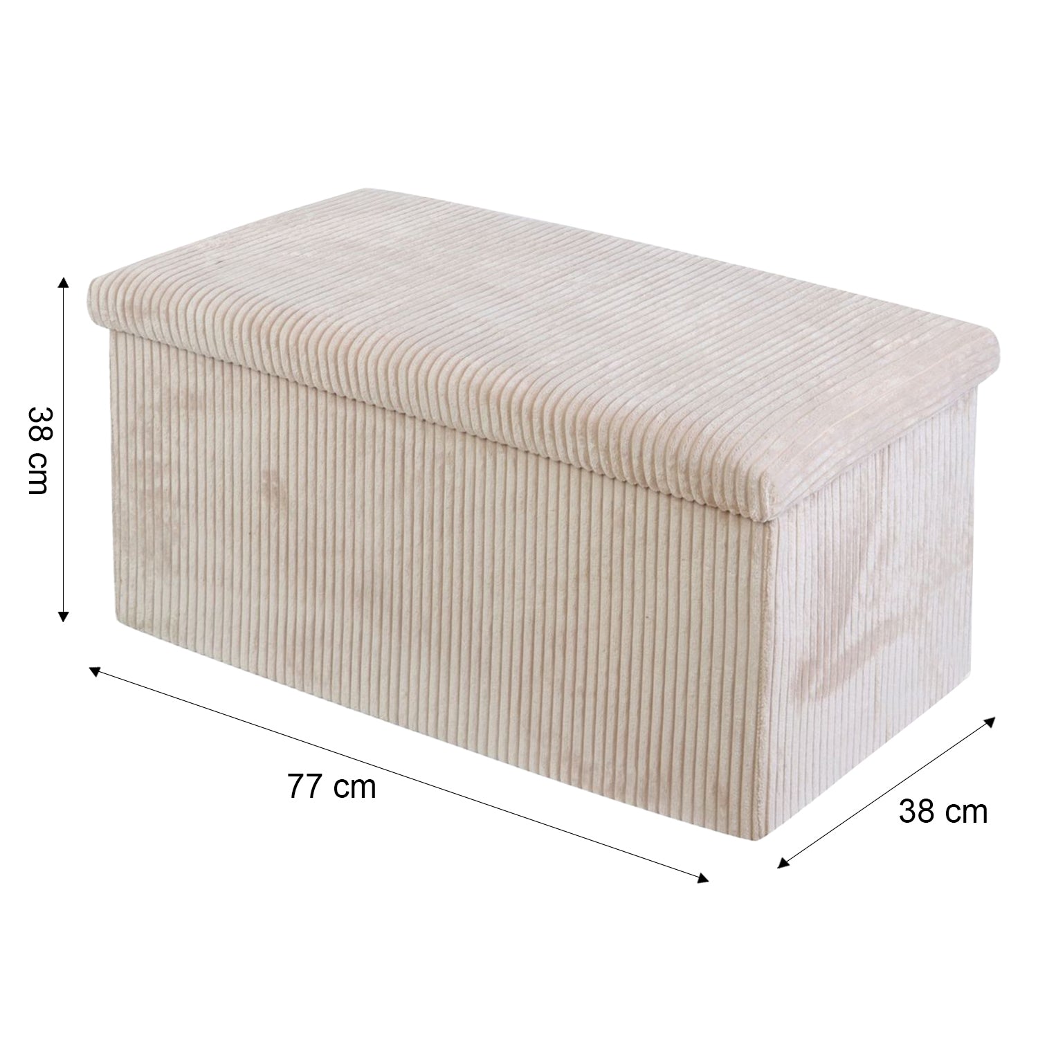 Cream Corduroy Double Ottoman Storage Box