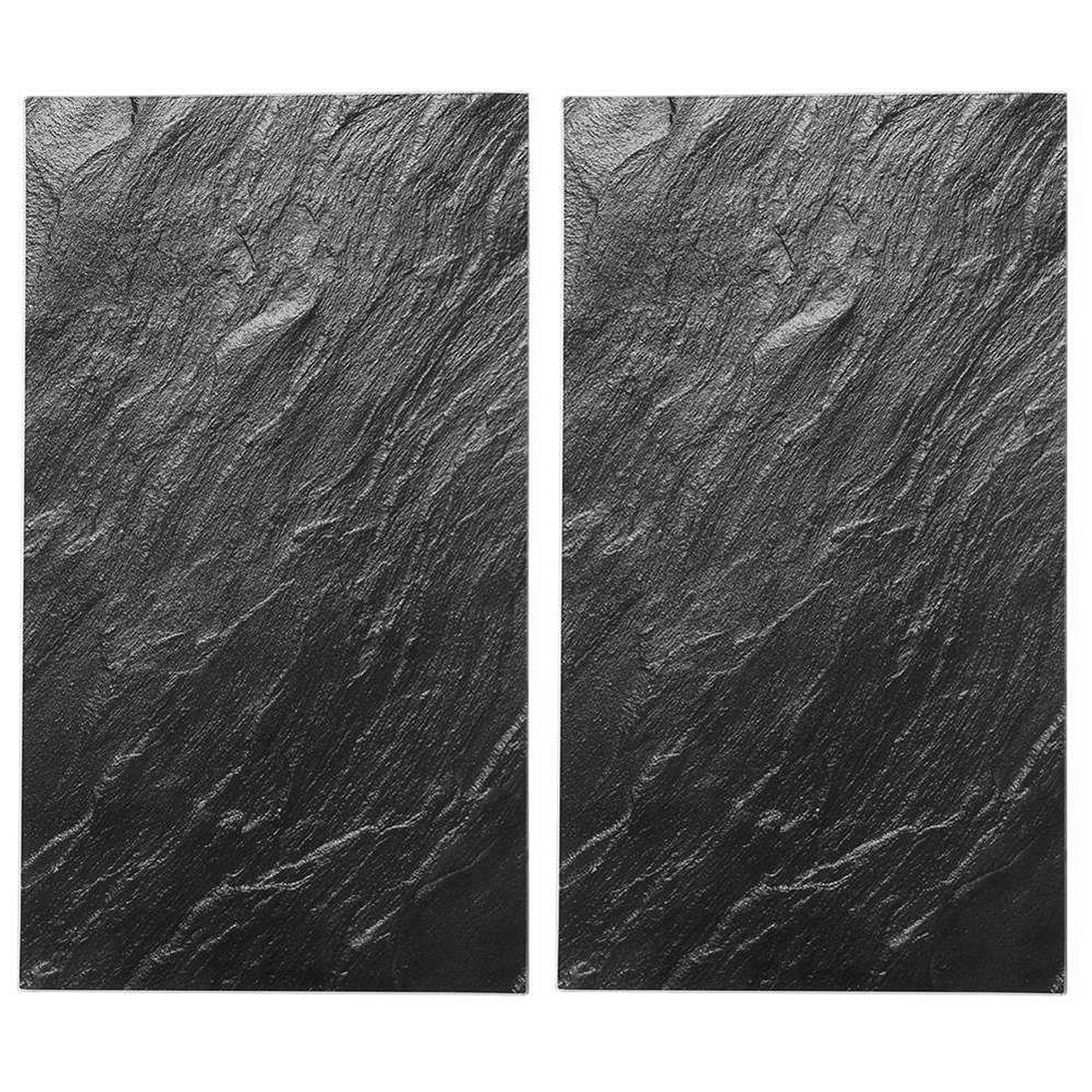 Set of 2 Glass Black Marble Effect Chopping Boards