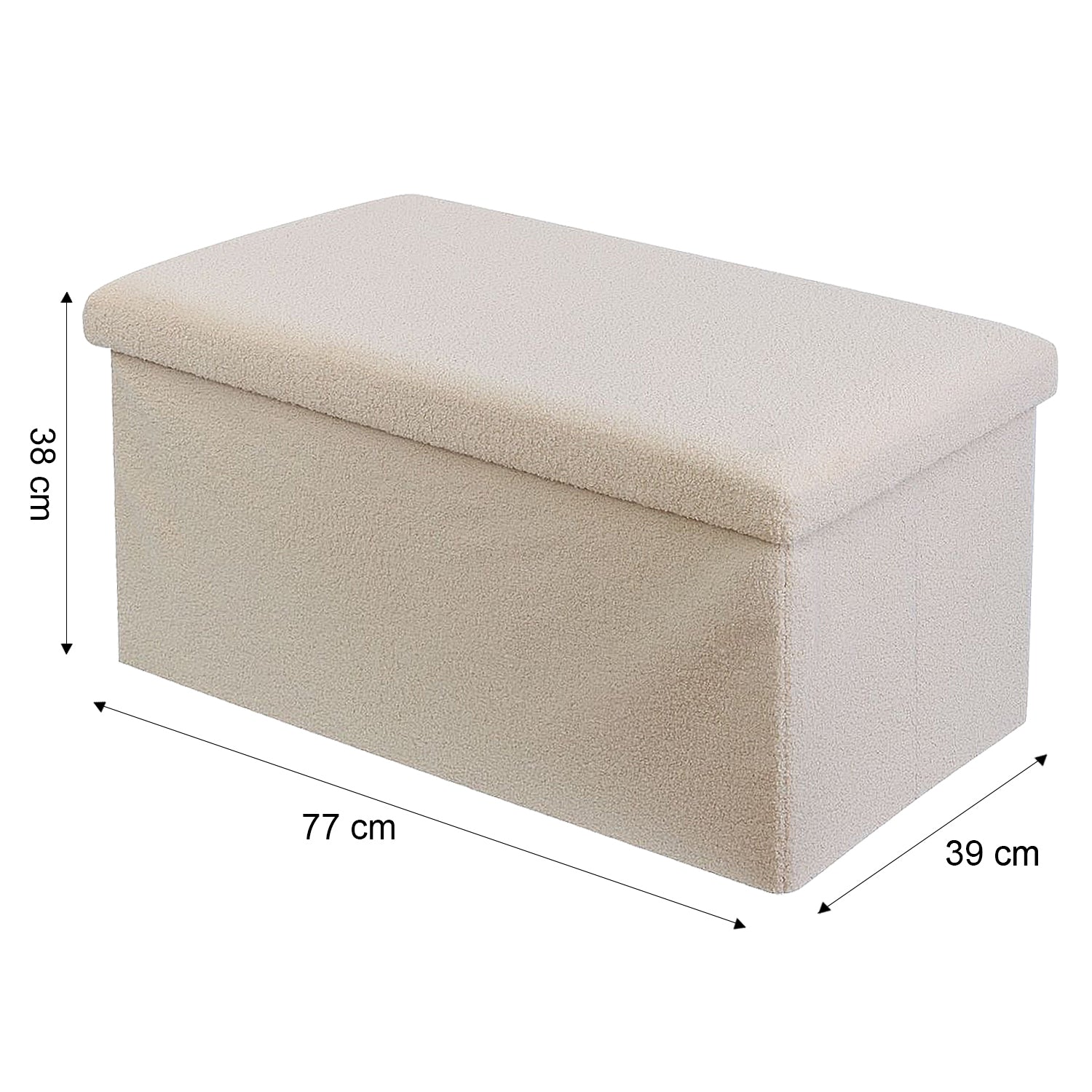 Cream Teddy Boucle Double Ottoman Storage Box