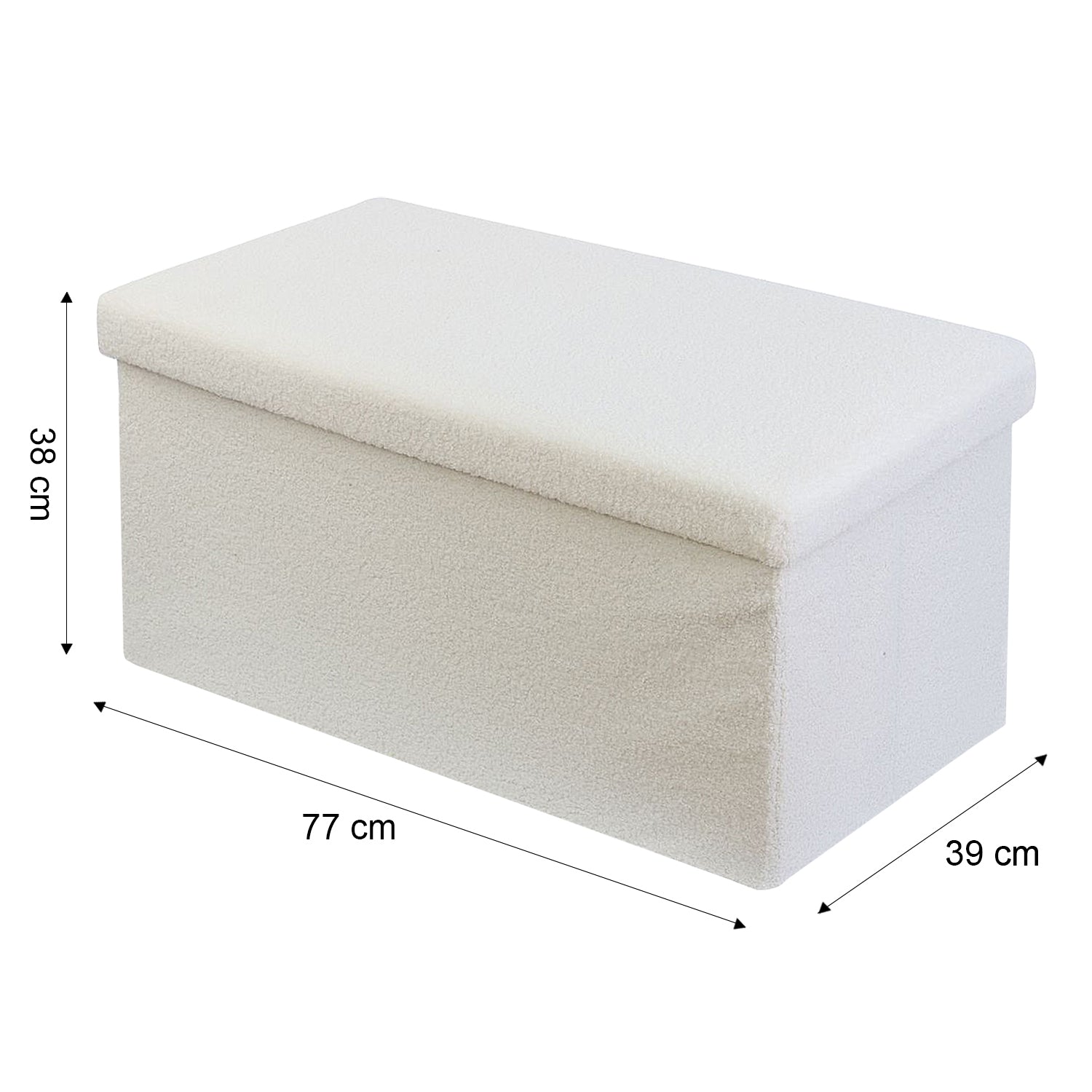 White Teddy Boucle Double Ottoman Storage Box