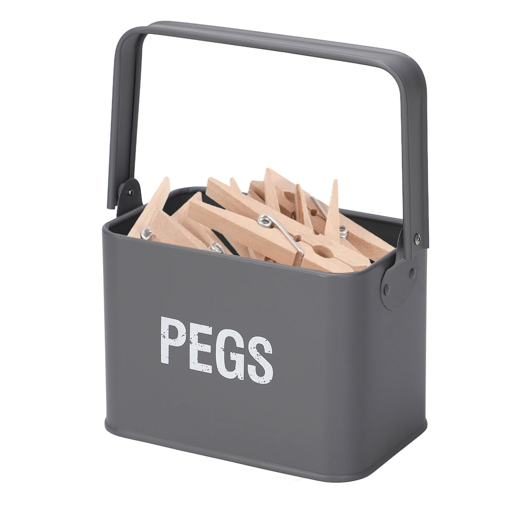 Grey Peg Storage Tin with Handle