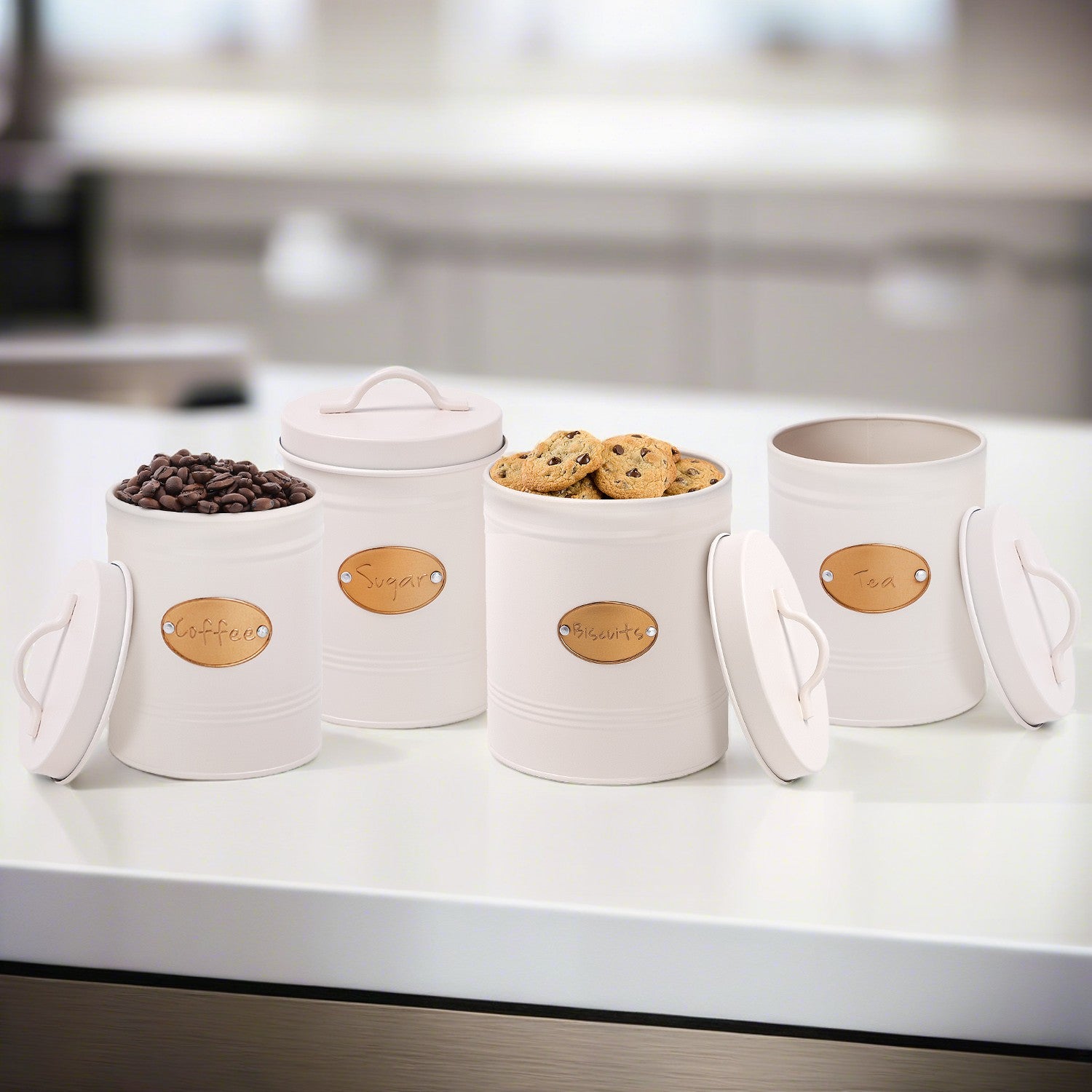 4 Piece Cream Kitchen Canister Set