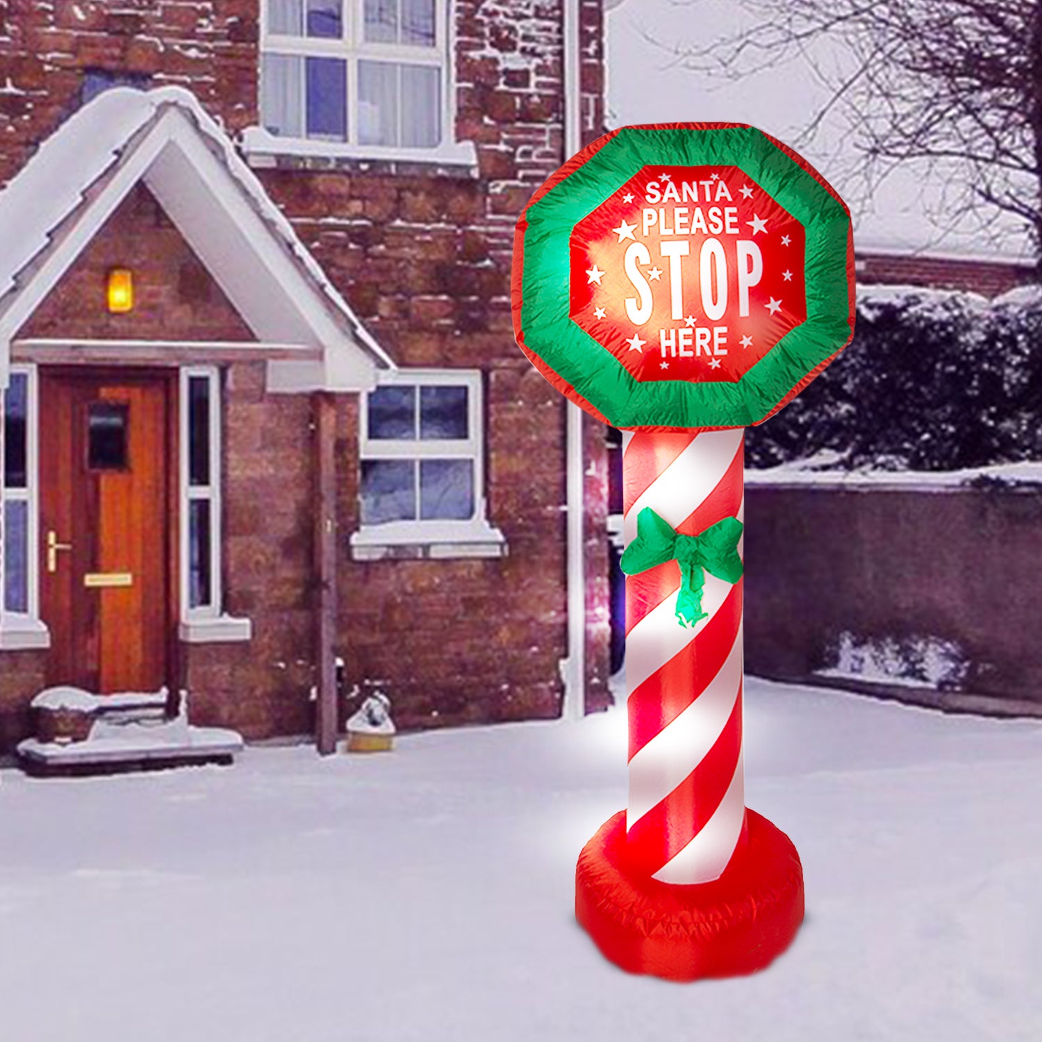 1.8m Inflatable Santa Stop Here Sign