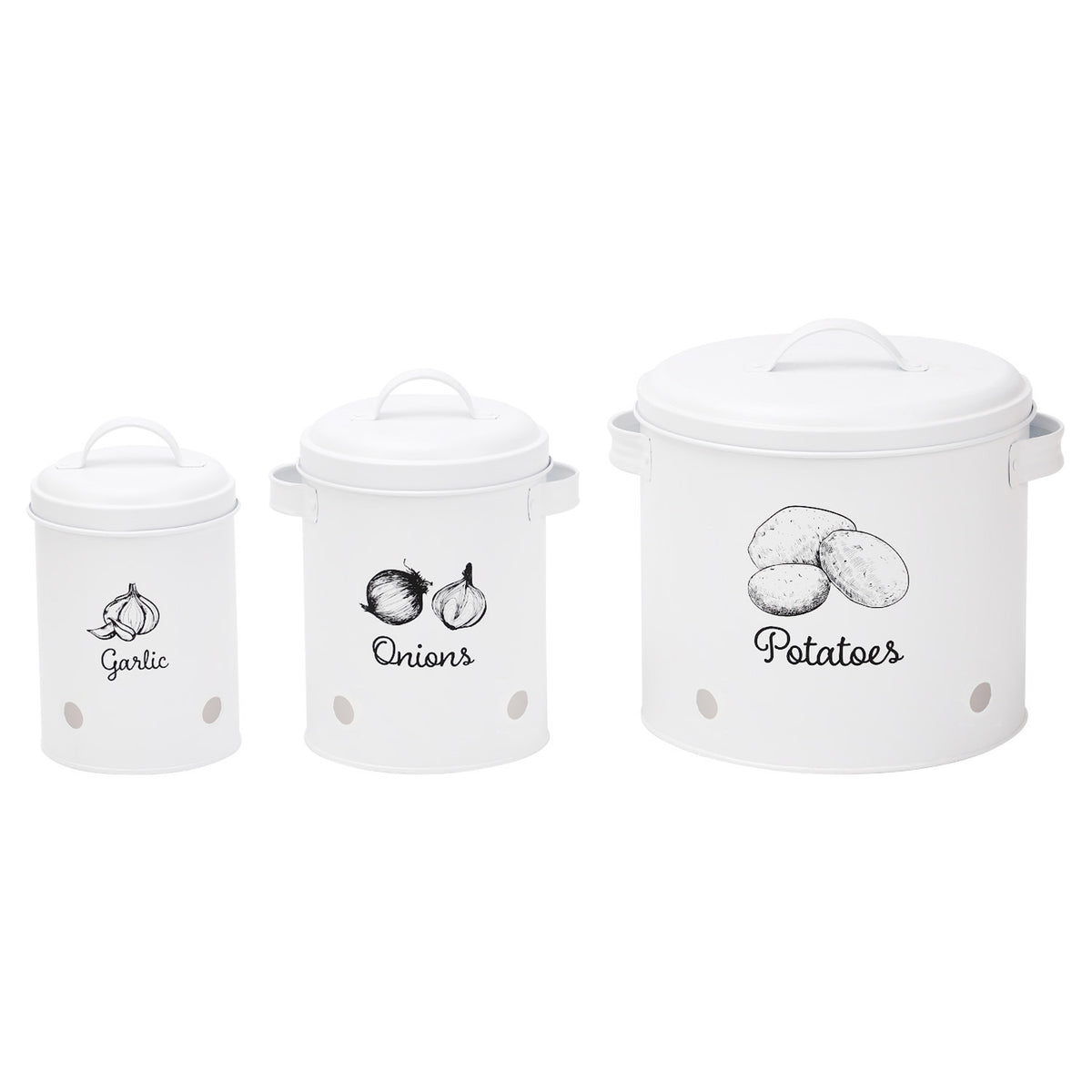 Set of 3 Vegetable Kitchen Storage Canisters