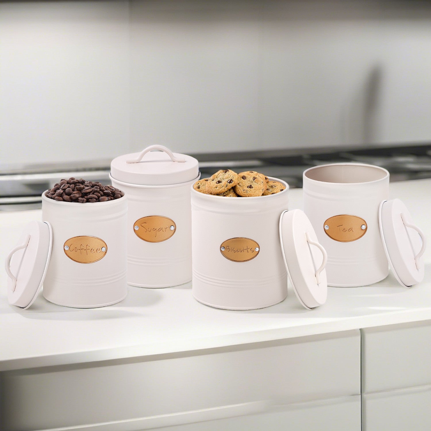 4 Piece Cream Kitchen Canister Set