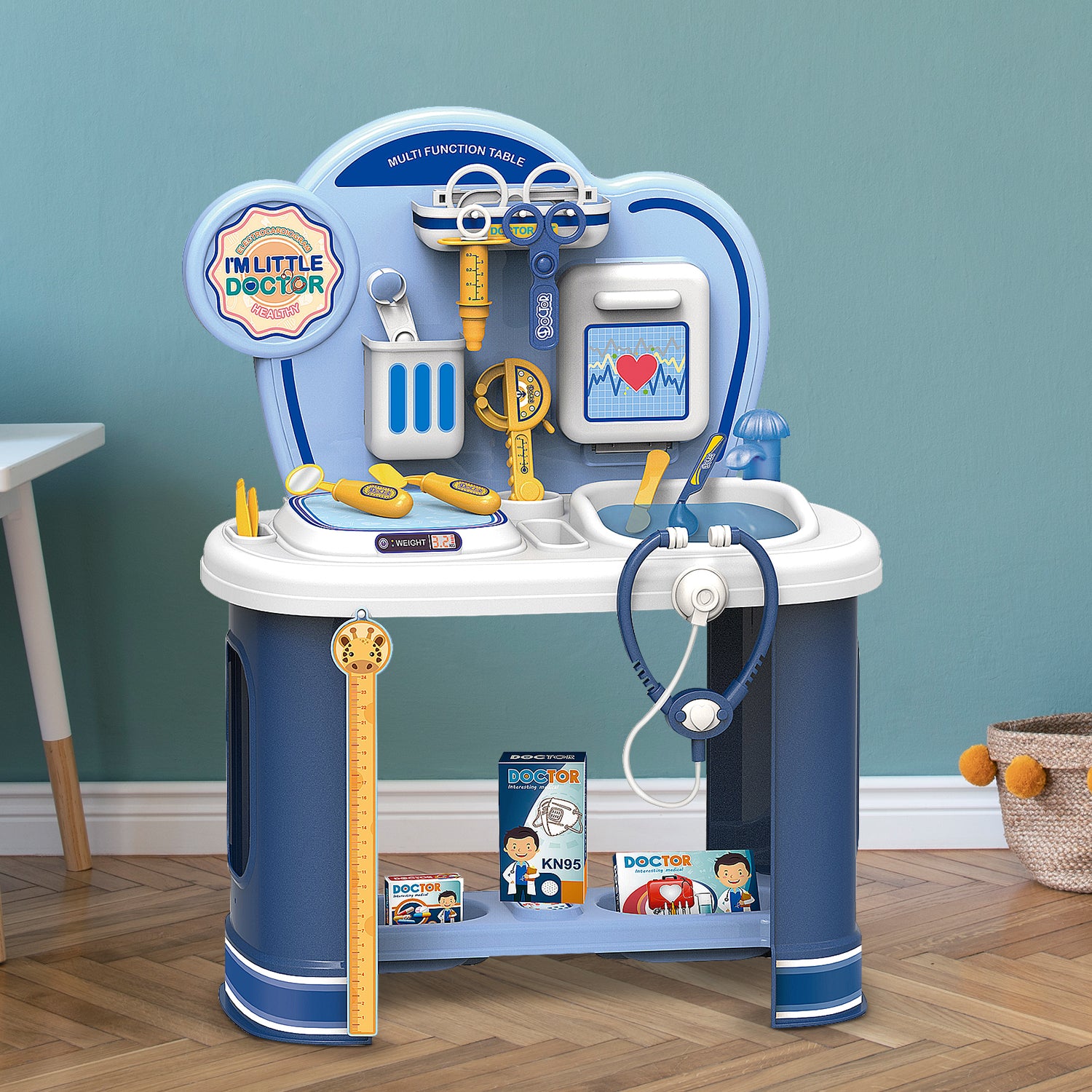 Blue Doctors Playset Pretend Medical Station Toy