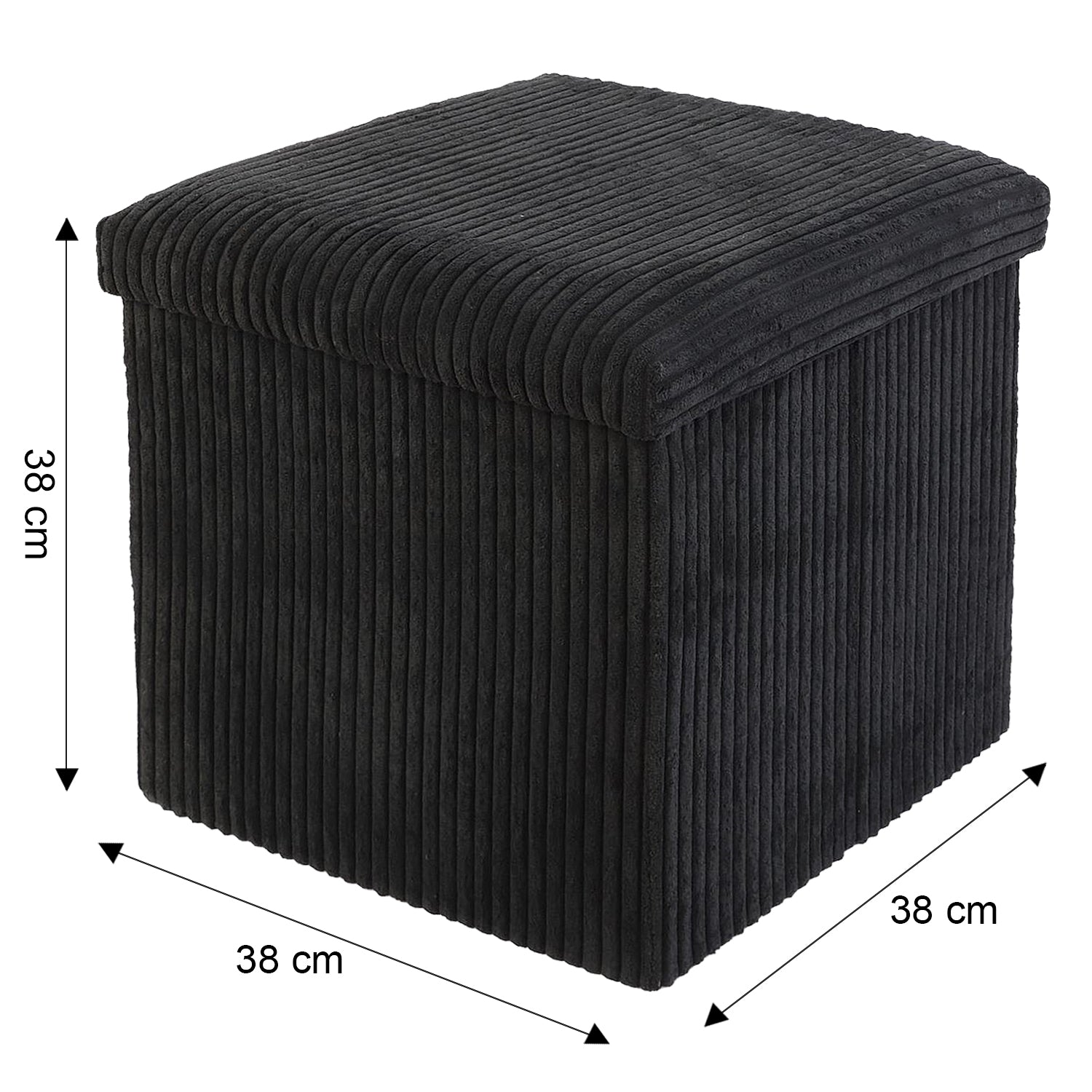 Black Corduroy Storage Footstool