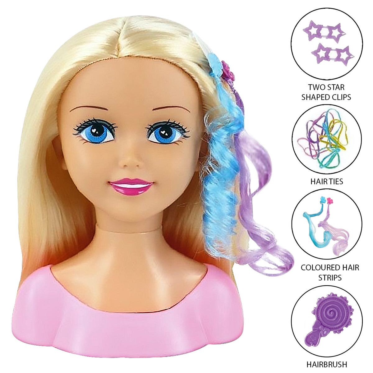 Doll Styling Head with Hair Accessories | 20-Piece Set