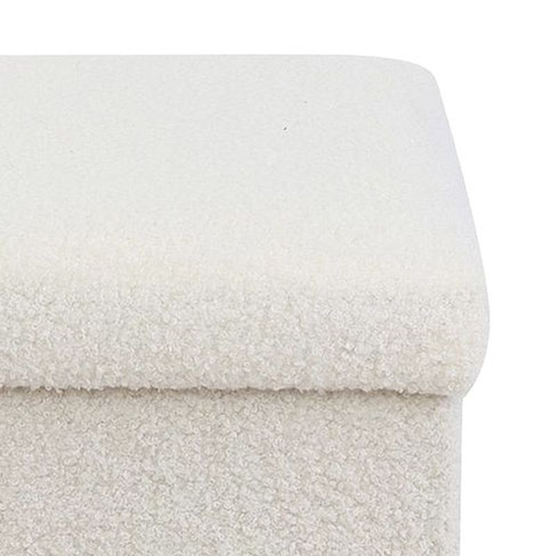 White Teddy Boucle Storage Footstool