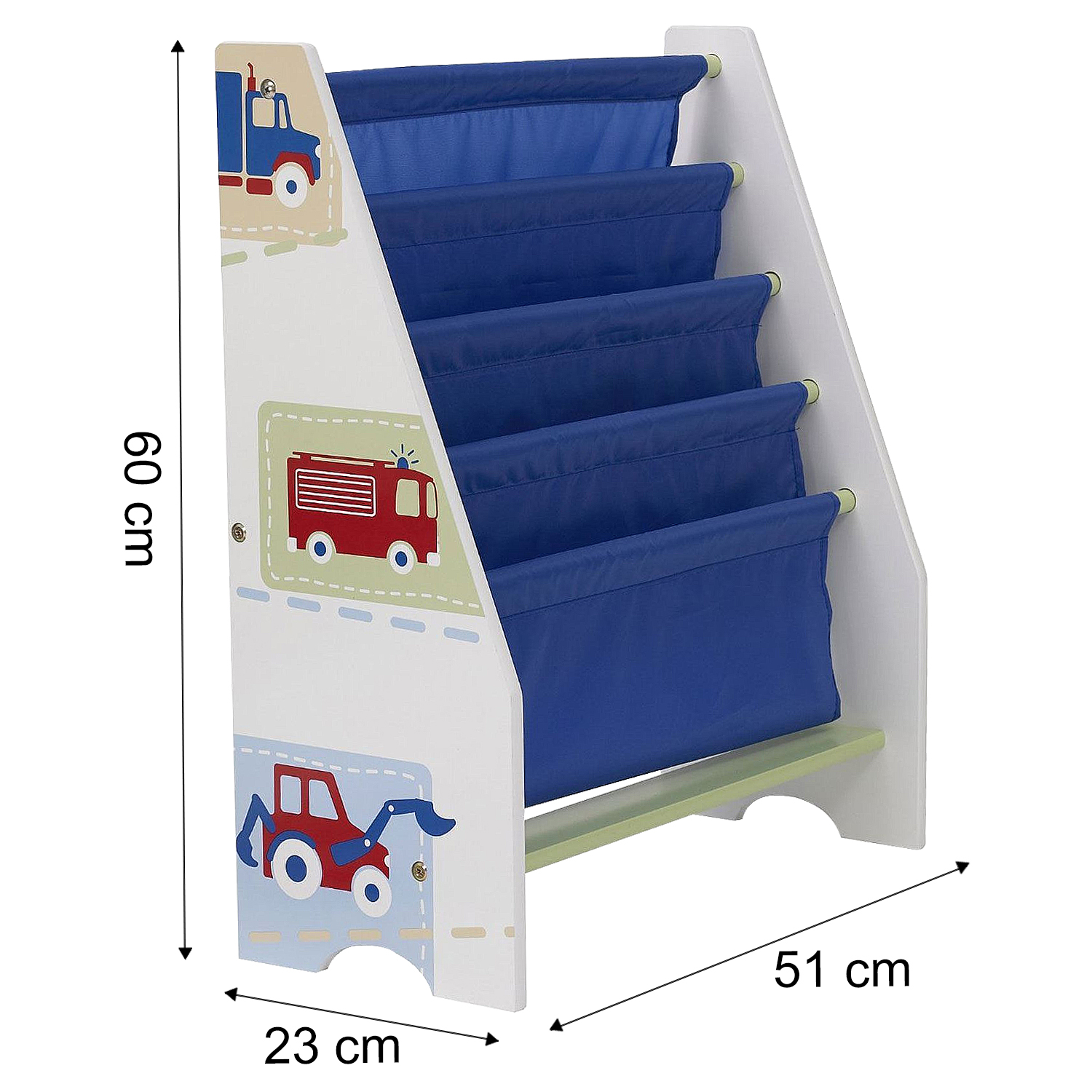 Vehicles Cars Blue Freestanding Sling Bookcase