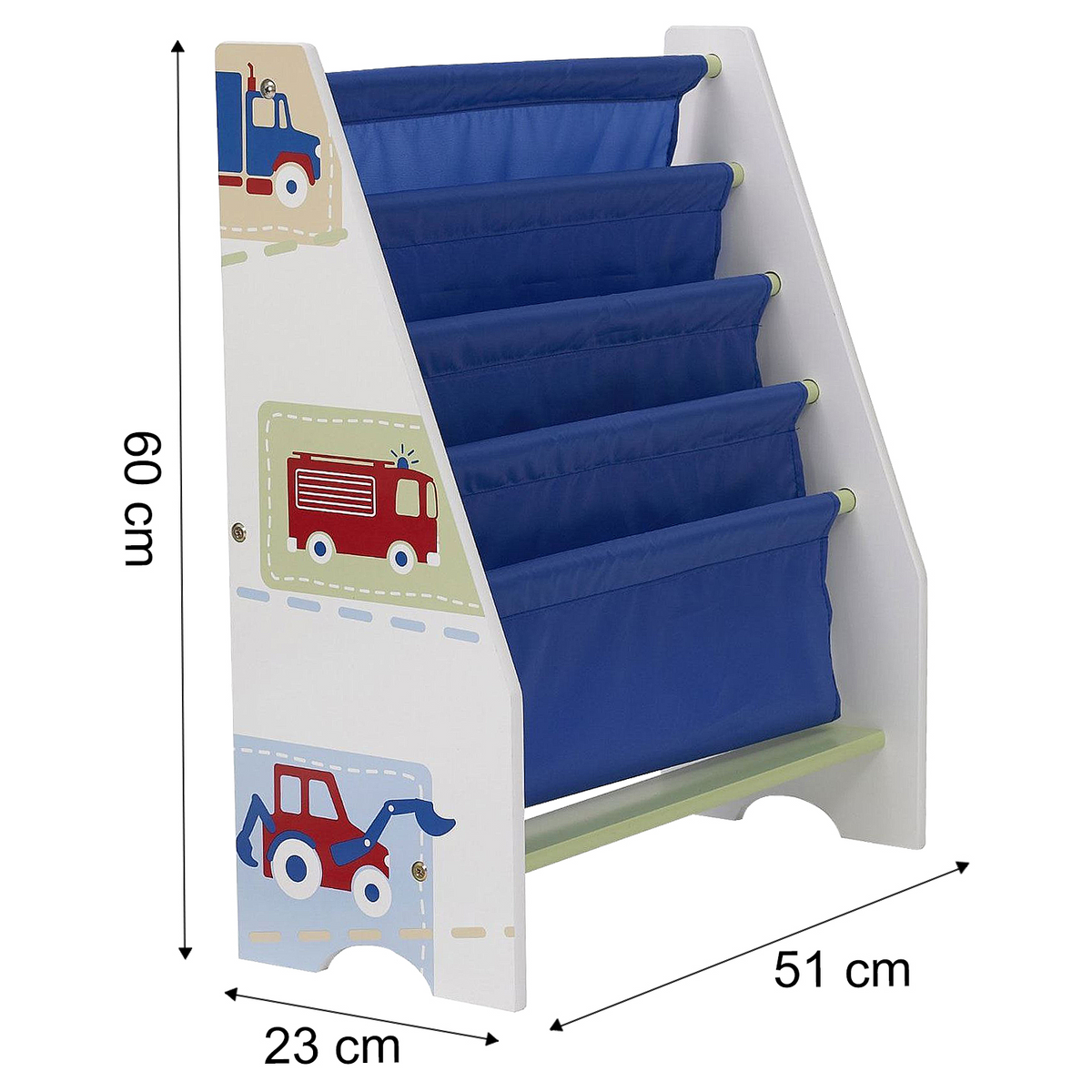 Vehicles Cars Blue Freestanding Sling Bookcase