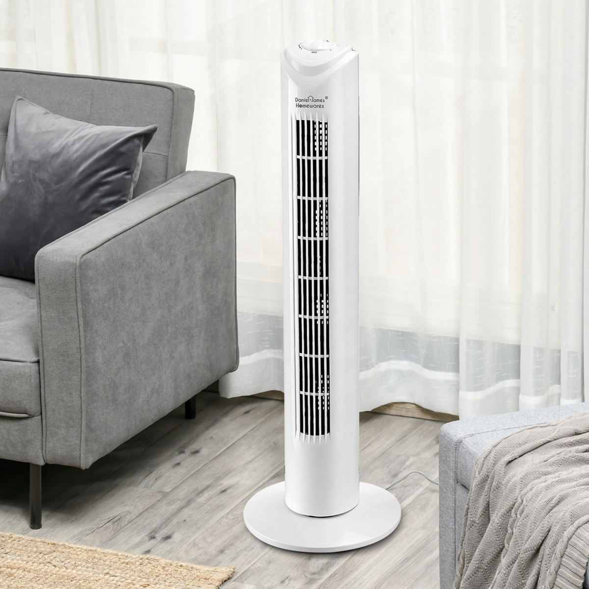 32'' White Oscillating Tower Fan