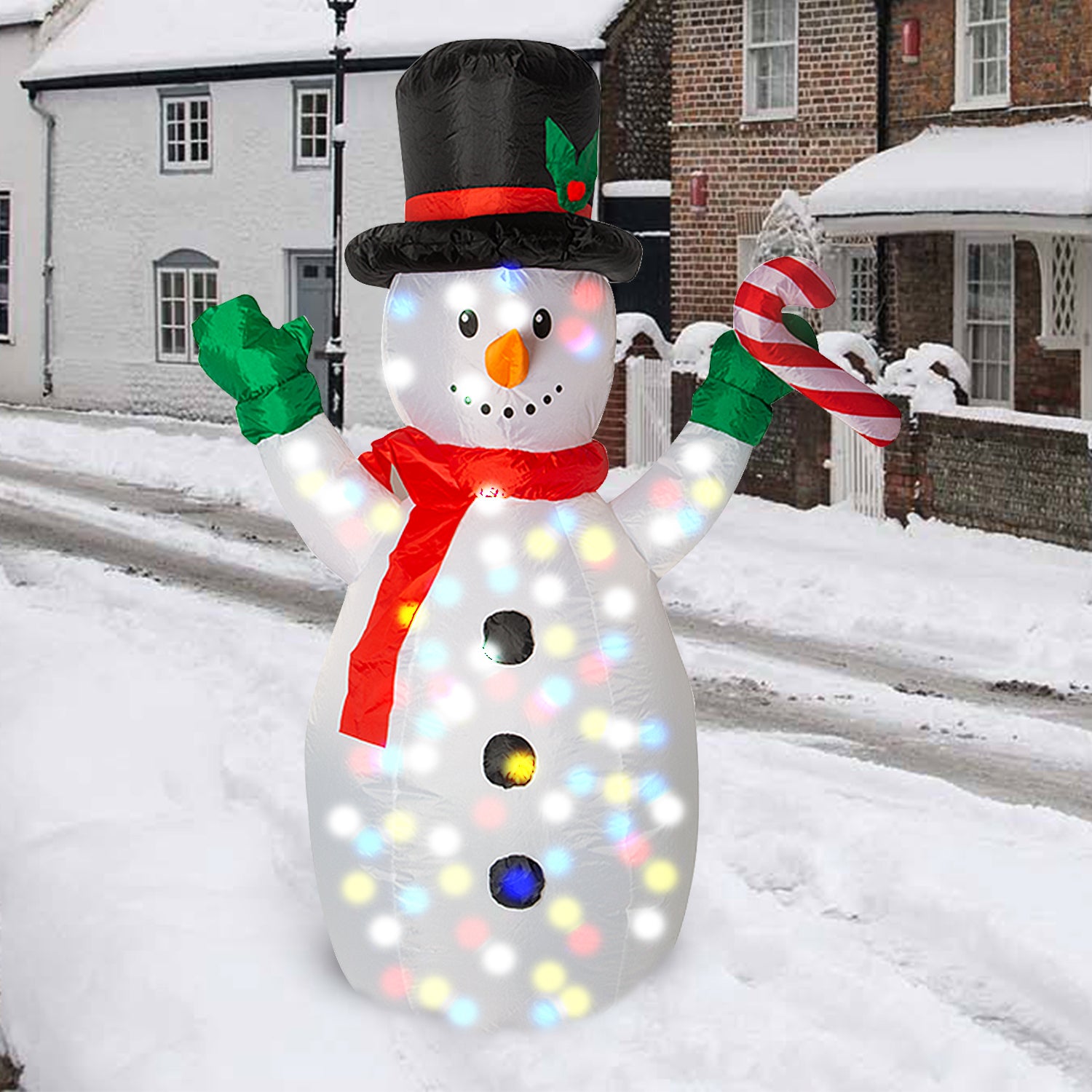 1.5m Inflatable Snowman With Disco Lights