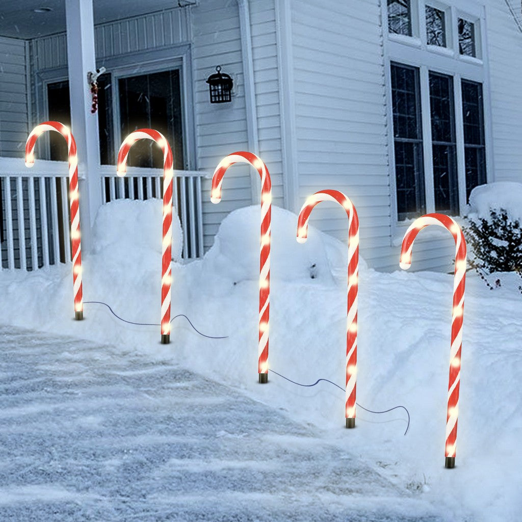 5PC LED Light-Up Candy Cane Ground Lamp Set