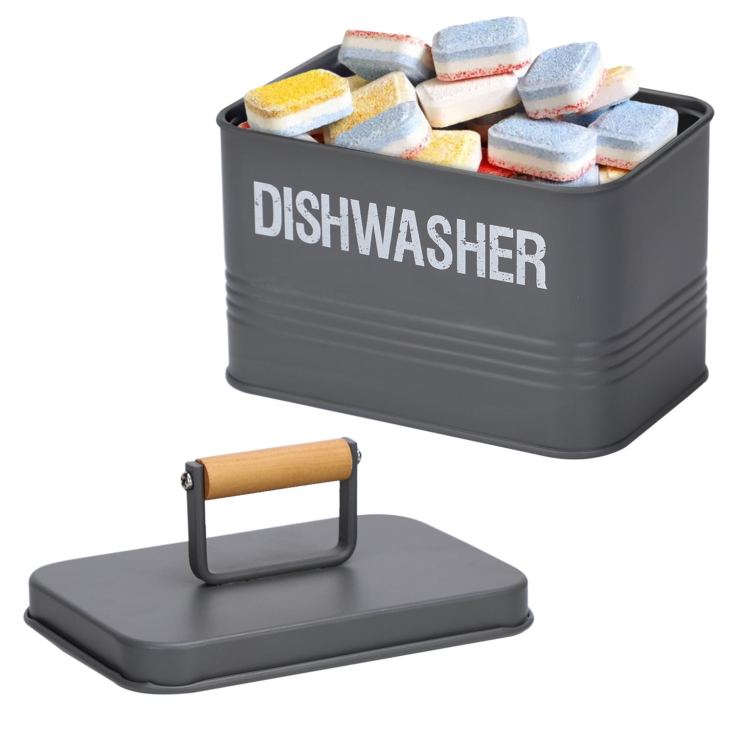 Grey Dishwasher Tablet Storage Tin