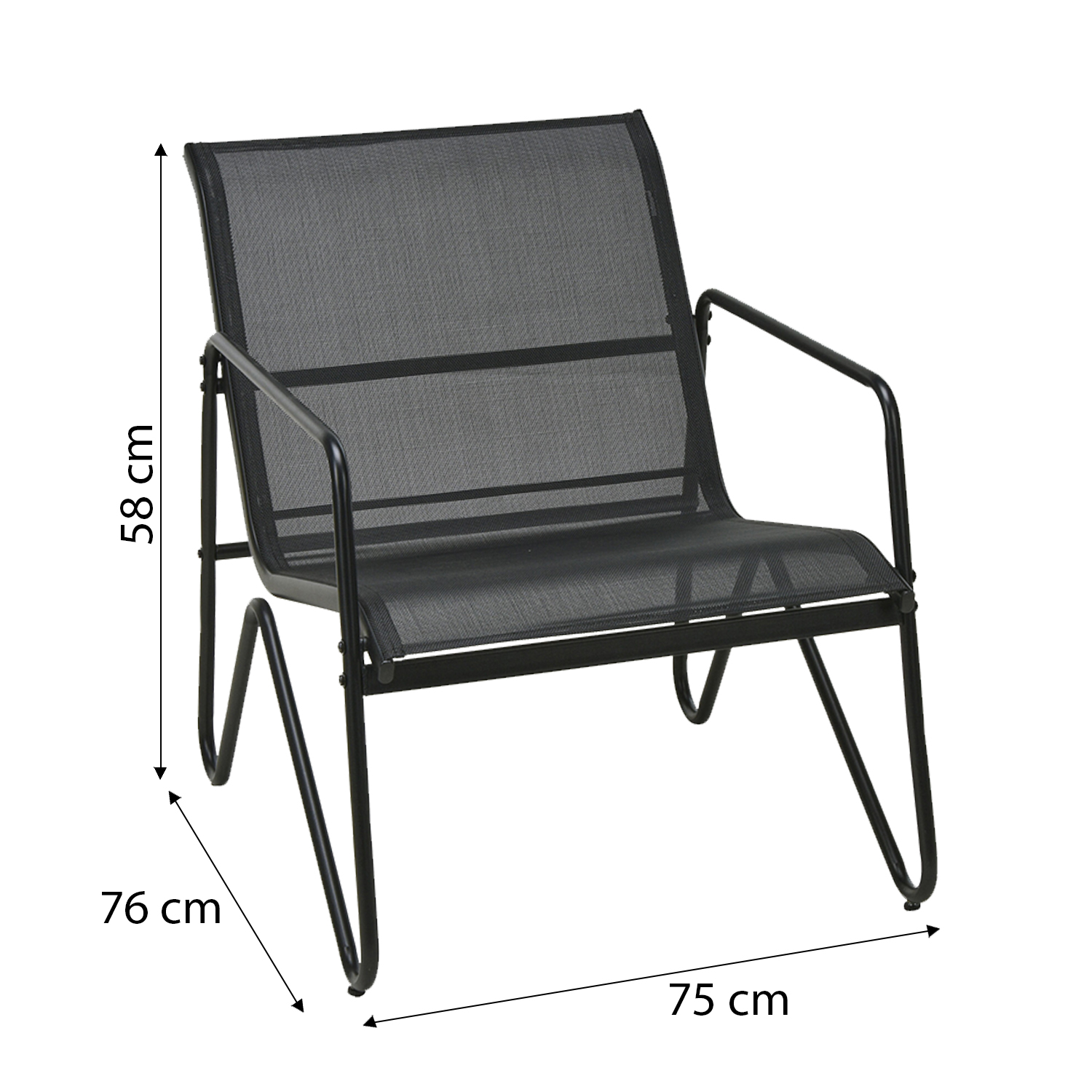 3 Piece Black Garden Furniture Lounge Set