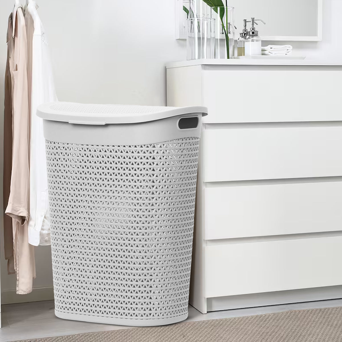 60 Litre Laundry Storage Basket with Lid & Handles