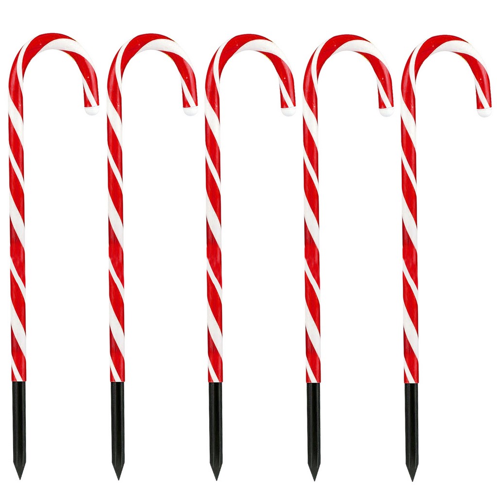 5PC LED Light-Up Candy Cane Ground Lamp Set