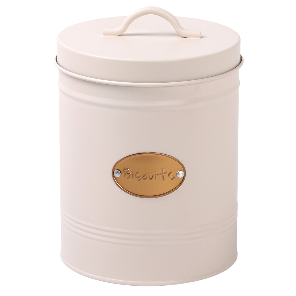 Cream Round Biscuit Canister