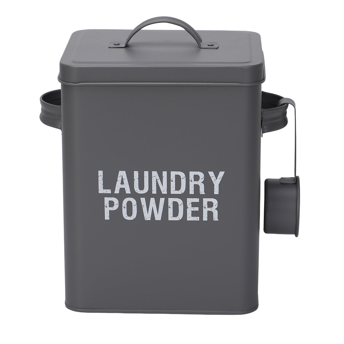 Grey Laundry Powder Storage Box with Scoop