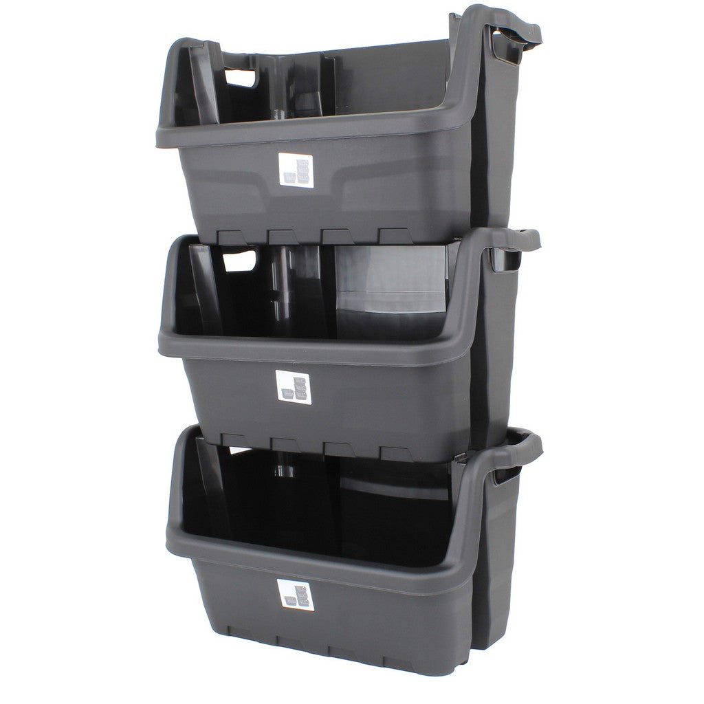 Hard Plastic Black Stackable Storage Bins