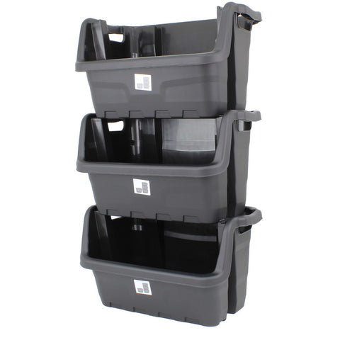 Hard Plastic Black Stackable Storage Bins