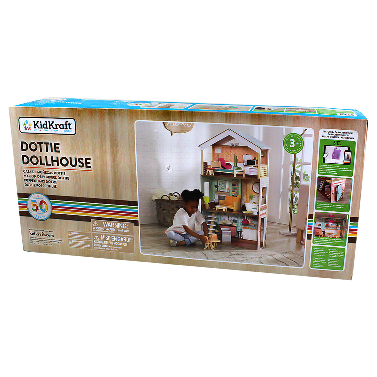 KidKraft Dottie Wooden DollHouse Tall 3 Floors with 17 Furniture Accessories