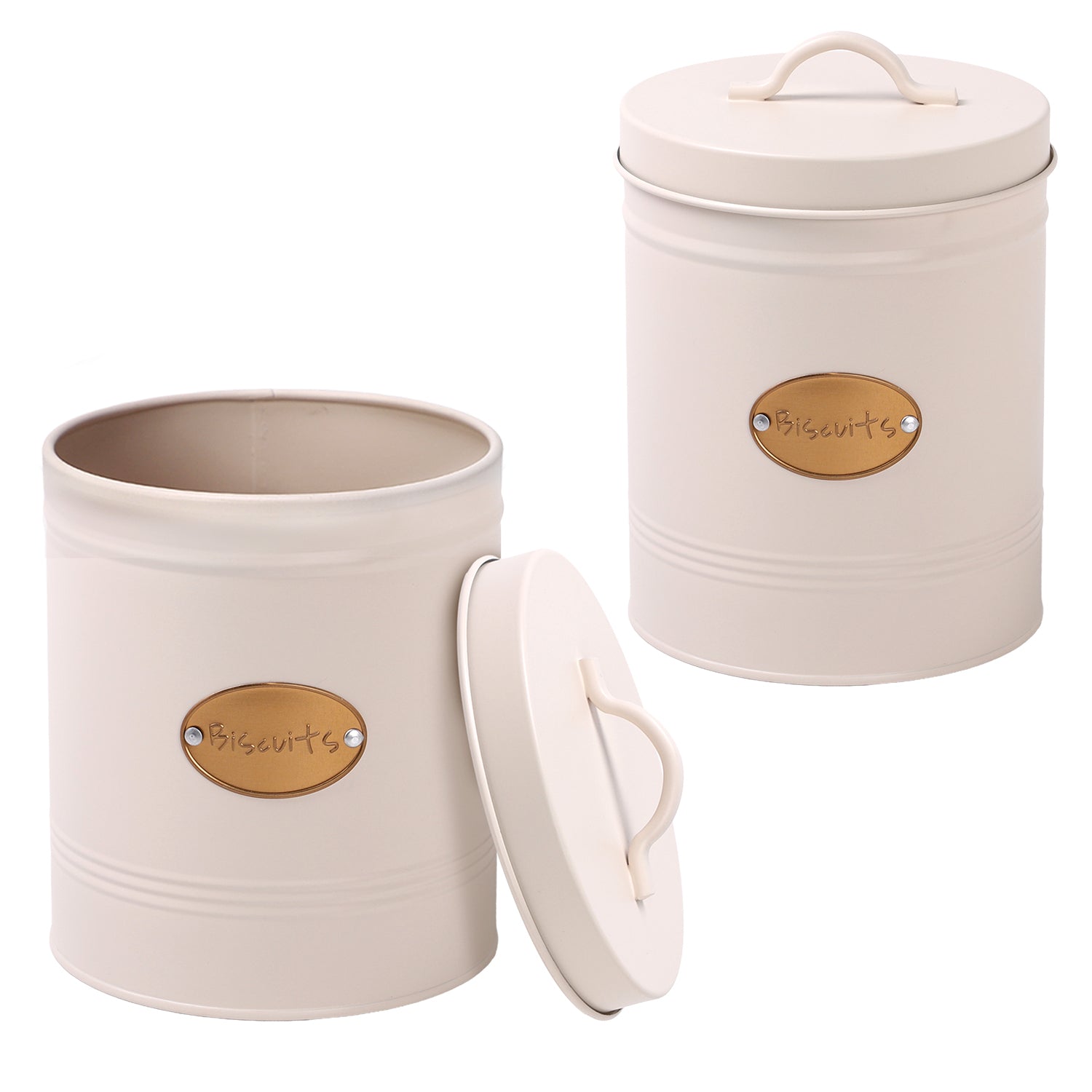 Cream Round Biscuit Canister