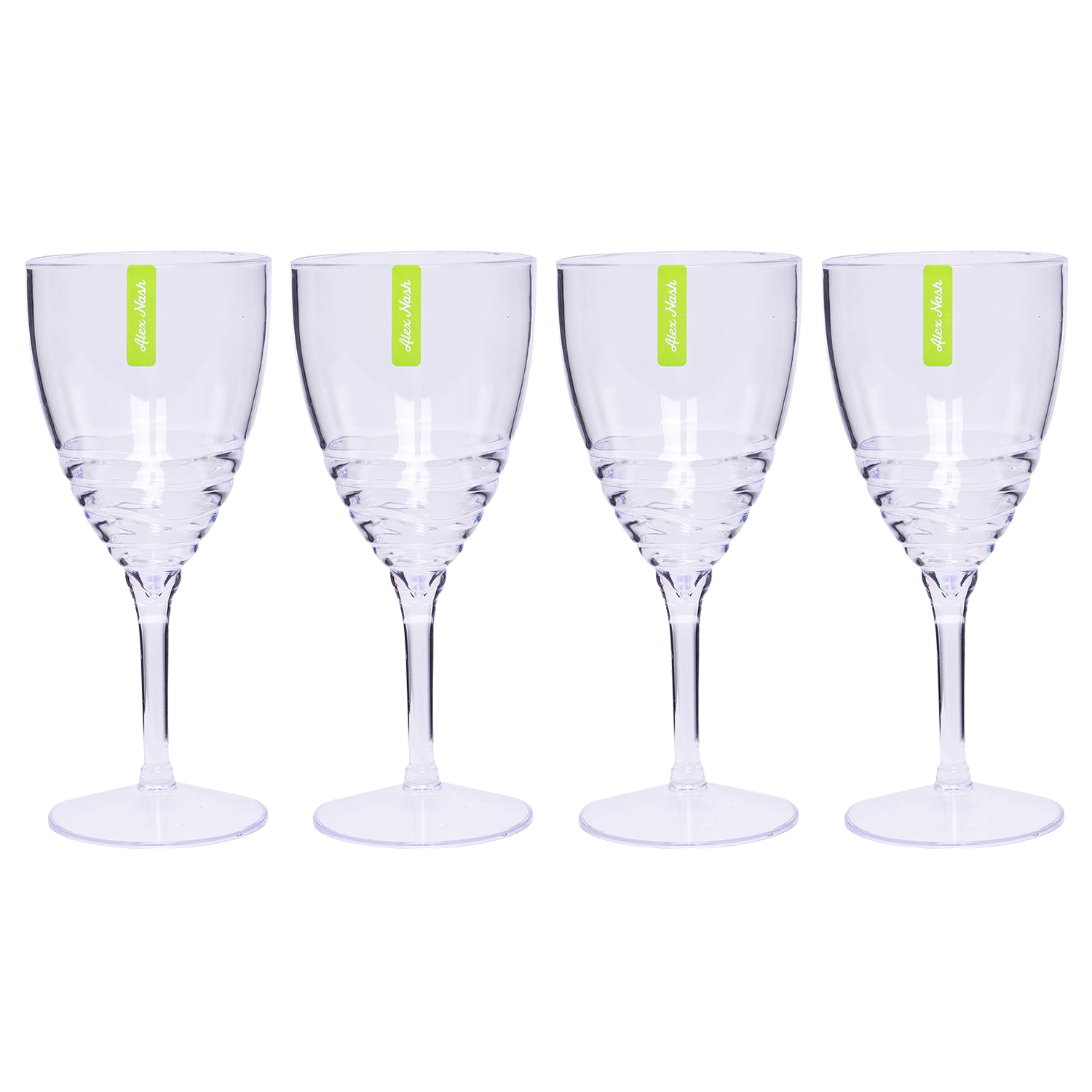 Pack of 4 Clear Swirl Plastic Wine Glasses