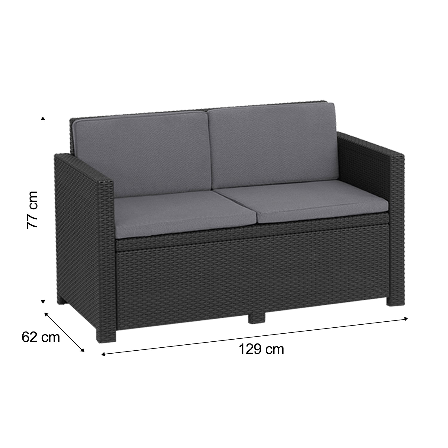 Keter Monaco 4 Seat Rattan Outdoor Grey Sofa Set With Table