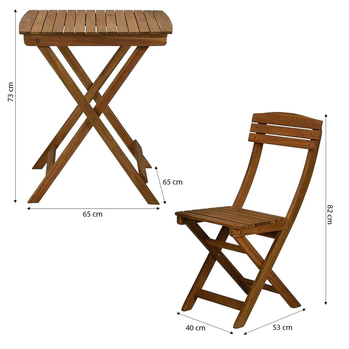 3 Piece Wooden Folding Garden Furniture Bistro Set